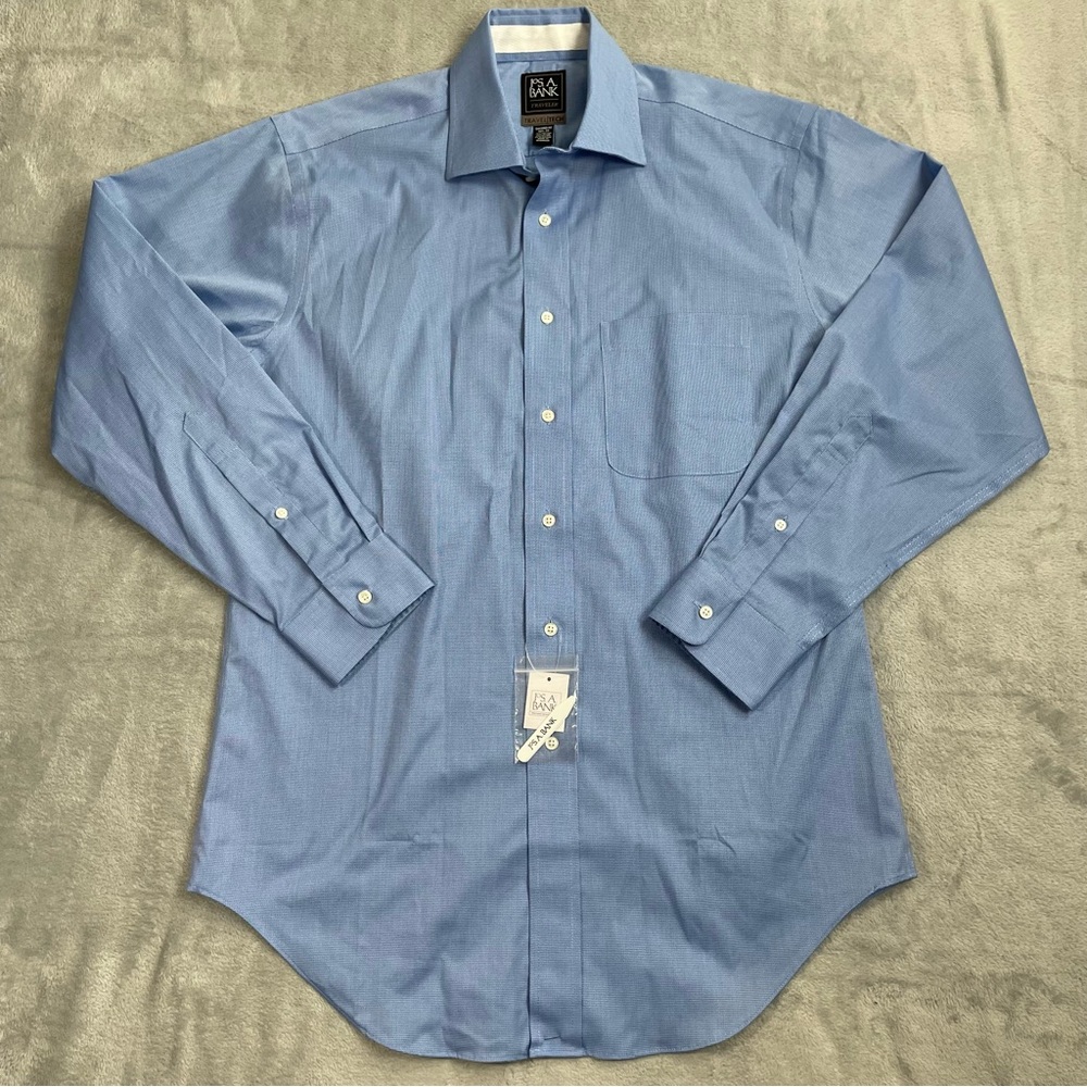 Jos. A. Bank Dress Shirt 15 1/2 - 33 Mens NWT Traveler TravelTech Stretch Blue‎
